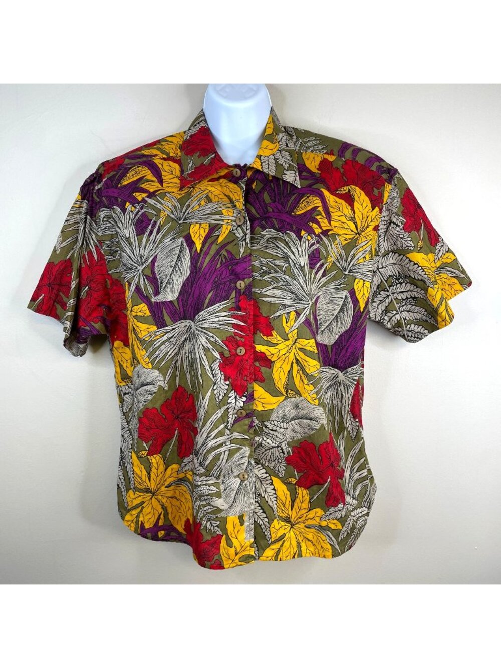 Vintage Camp Shirt Top Womens 10 Button‎ Up Hiking Vacation Travel Cruise Party